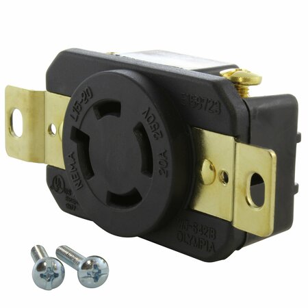 AC WORKS 20A 3-Phase 250V L15-20R Flush Mount Locking Industrial Grade Receptacle UL CUL FML1520R